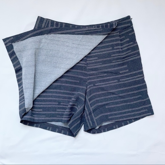 Elevenses Anthropologie Peoria Striped Side Zip Wrap Skort Size 0 - Picture 9 of 14